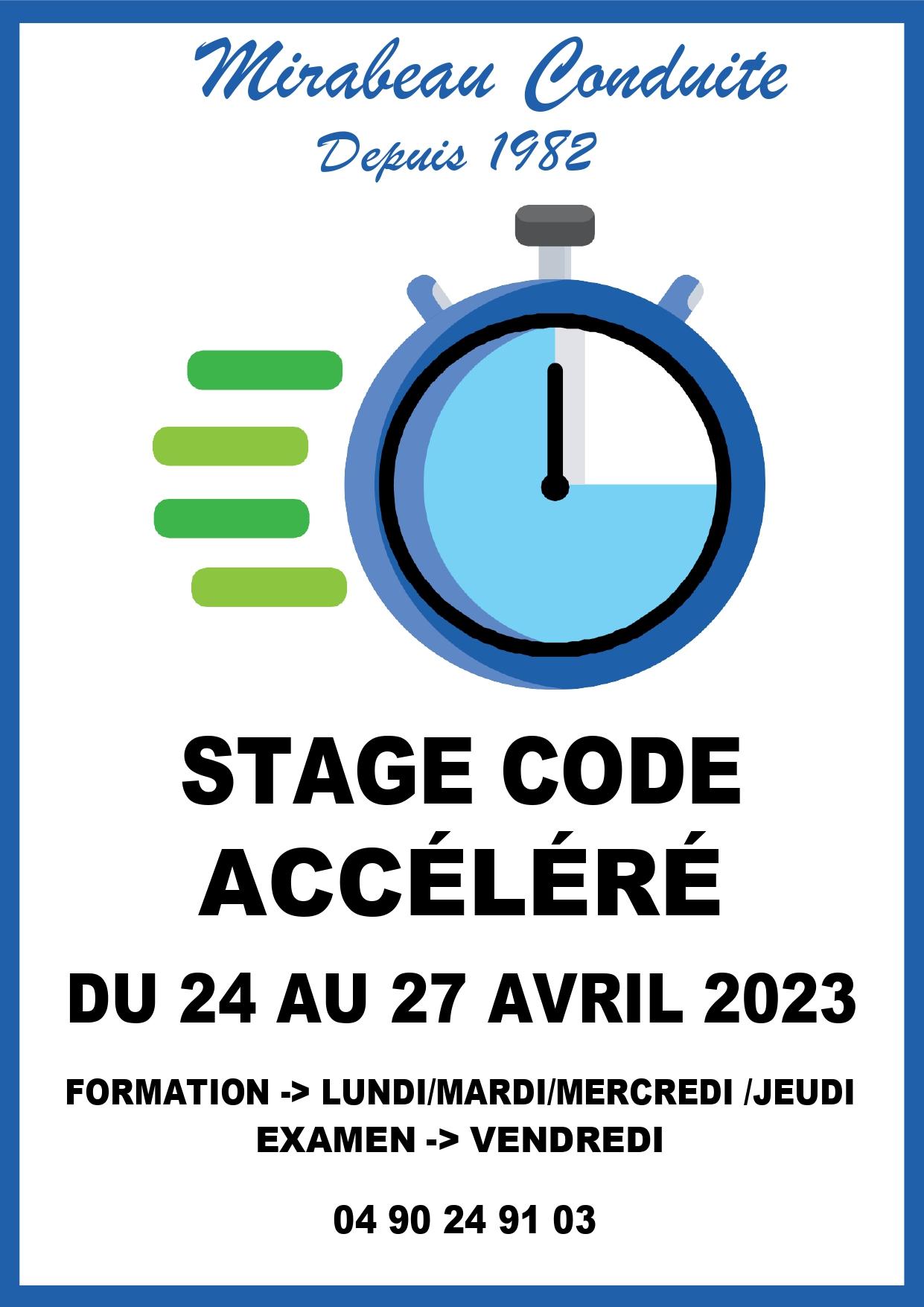 Code accelere avril 2023